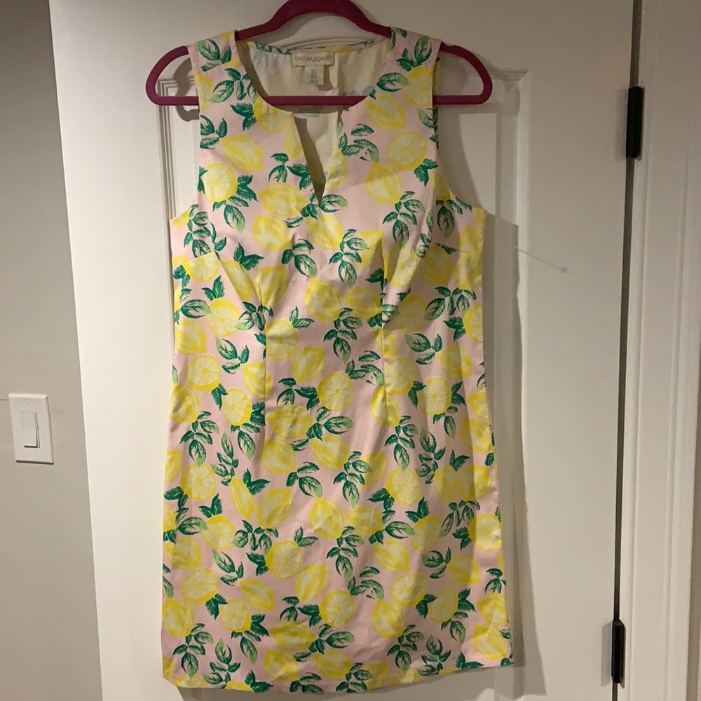 Cynthia Rowley Lemon Print Sun Dress. Size 8.